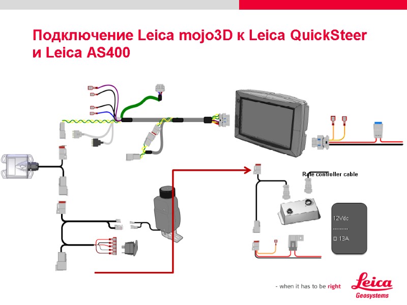 Подключение Leica mojo3D к Leica QuickSteer  и Leica AS400 12Vdc ---------  13A
